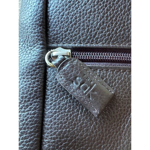 Vtg The Sak Pure Leather Pebbled Brown Shoulder Bag Purse Logo Charm Hobo Y2K - Picture 4 of 13